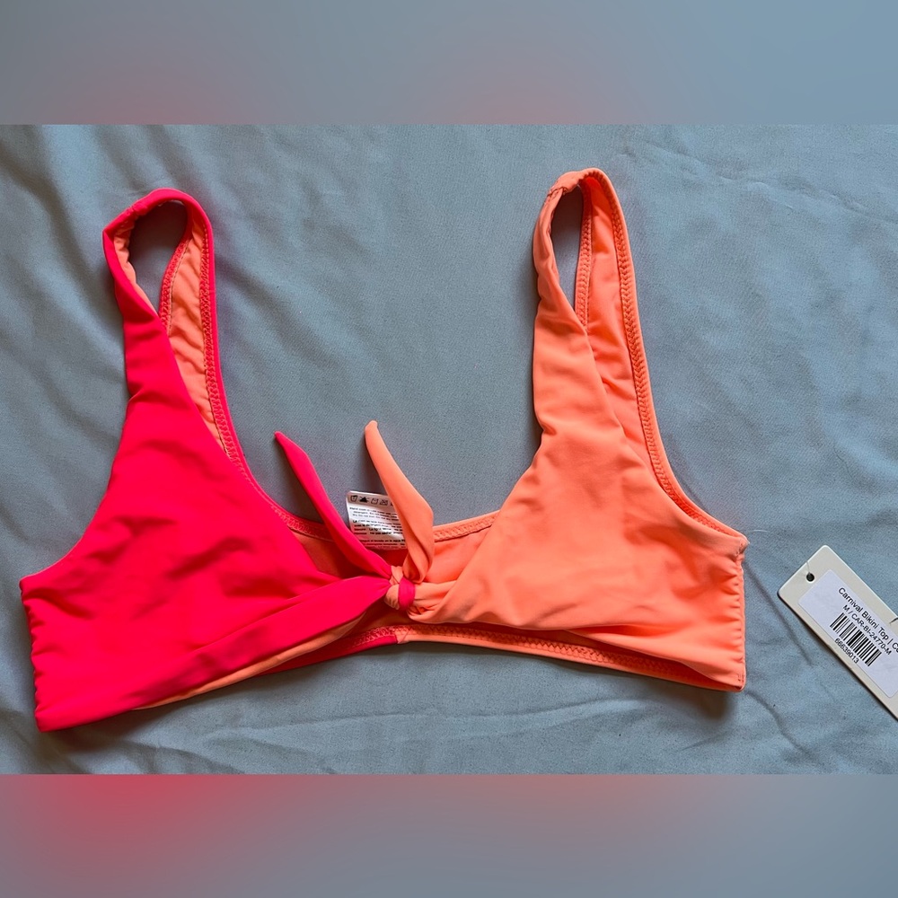 Pink & Orange Tie Bikini Top